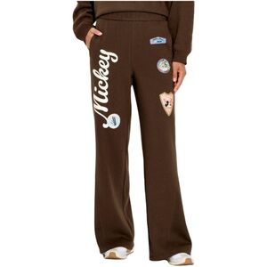 Disney Women’s Mickey Mouse Alpine Ski Brown Wide Leg Sweatpants Size Large EUC